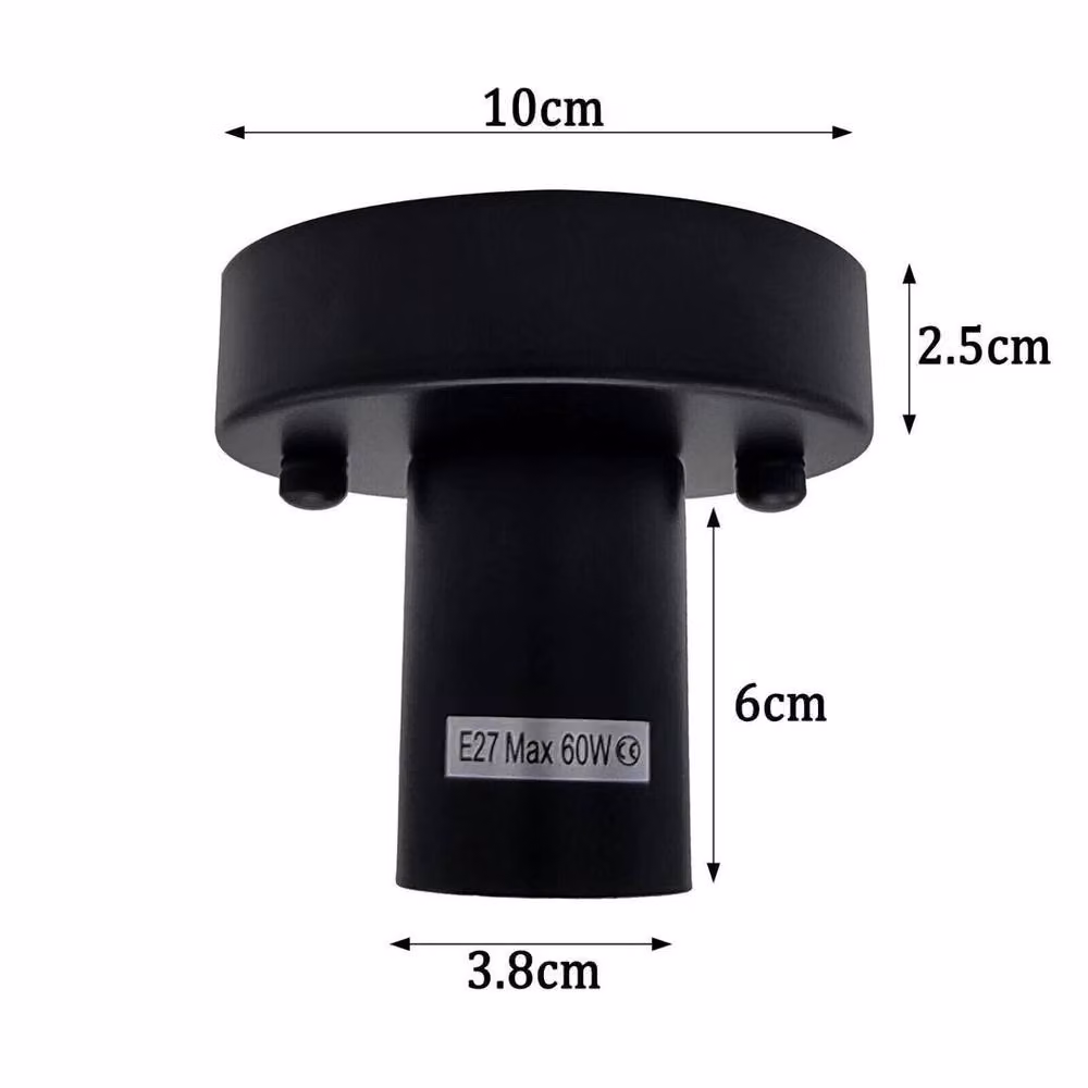 NESTLUNE Retro Industrial E27 Batten Lamp Holder, Black Metal Socket Holder – 2