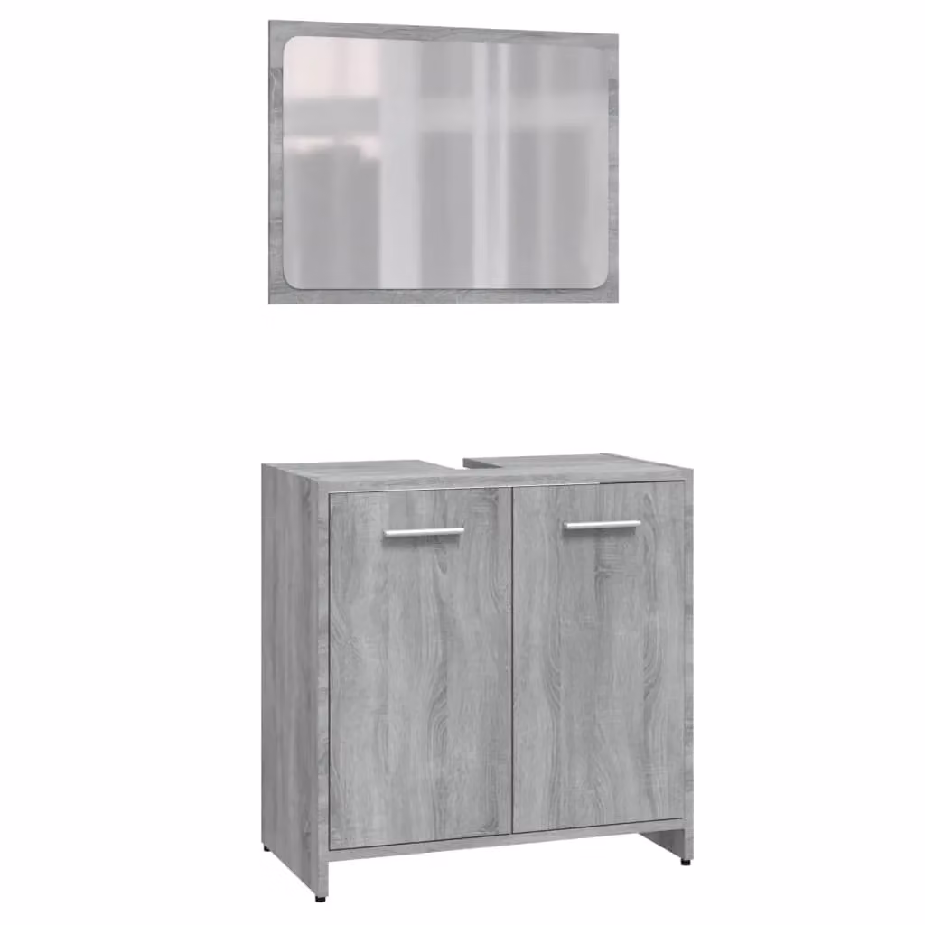 Berkfield Home Modern Grey Bathroom Furniture Set with Mirror Cabinet and Vanity Unit – 2