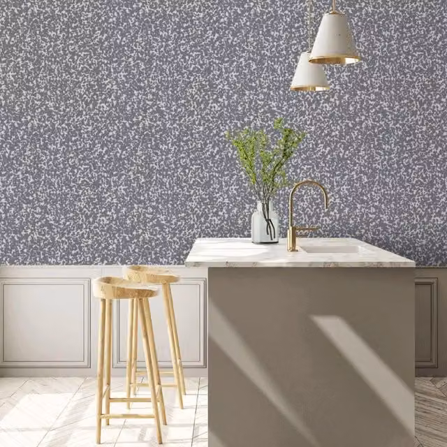 Vitra Textile Spongeable Wallpaper in Silver Grey with Abstract Animal Print