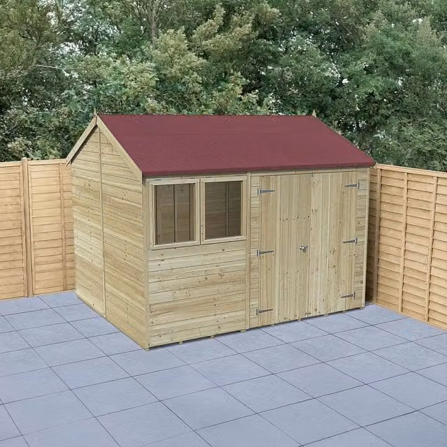 Forest Garden Timberdale T&G Pressure Treated Apex Shed in Brown
