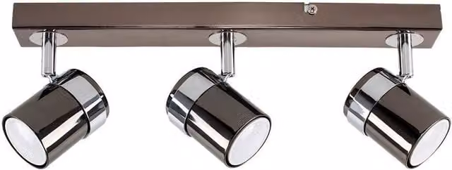 ValueLights Rosie 3 Way Black Chrome Ceiling Bar Spotlight