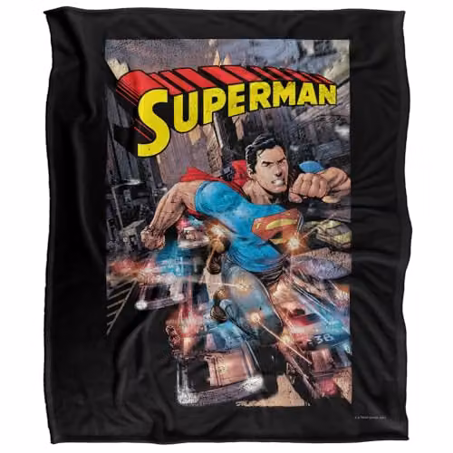 DC Comics Superman Silky Touch Super Soft Fleece Throw Blanket, White, W/D/H: 152 x 127 cm