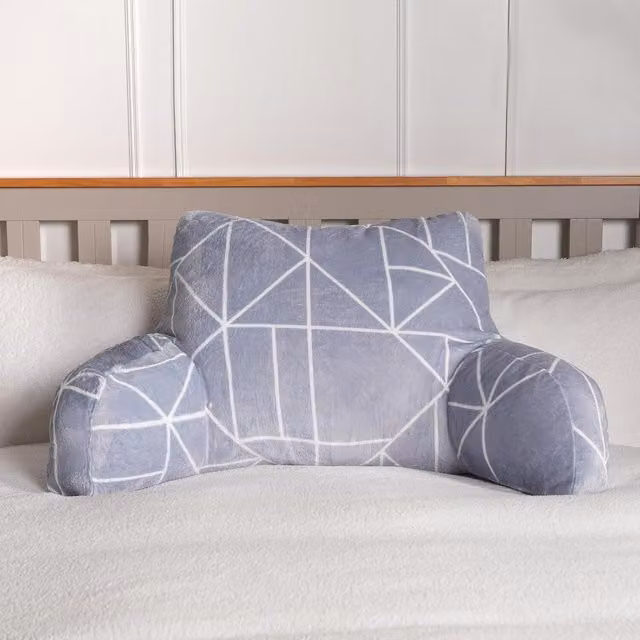 OHS Grey Geometric Print Graphic Cuddle Cushion