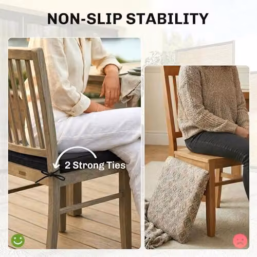 Outsunny Set of 2 Square Outdoor Chair Seat Cushions in Black and Grey, W/D: 40 x 40 cm, 7 cm Foam Thickness – 4