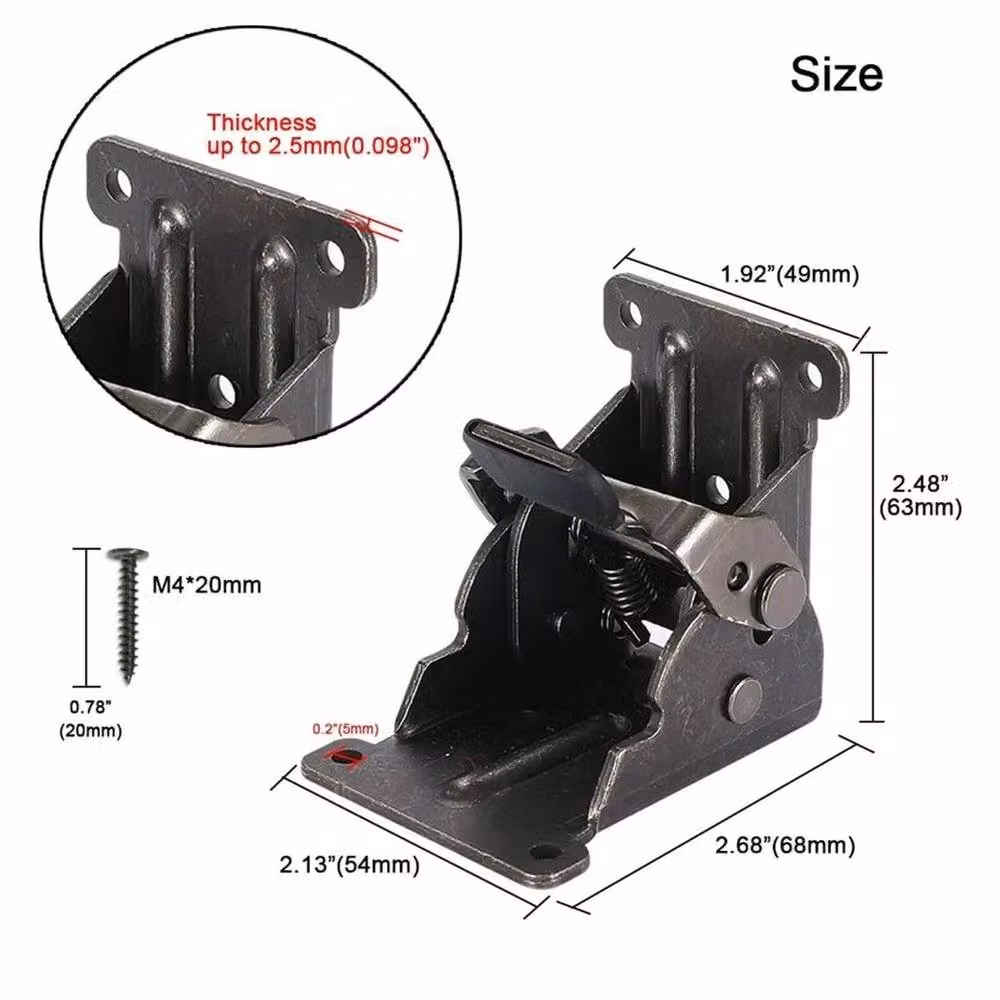 VOGREX 4 Pack 180 Degree Self Locking Folding Table and Chair Leg Hinges in Black Steel – 2