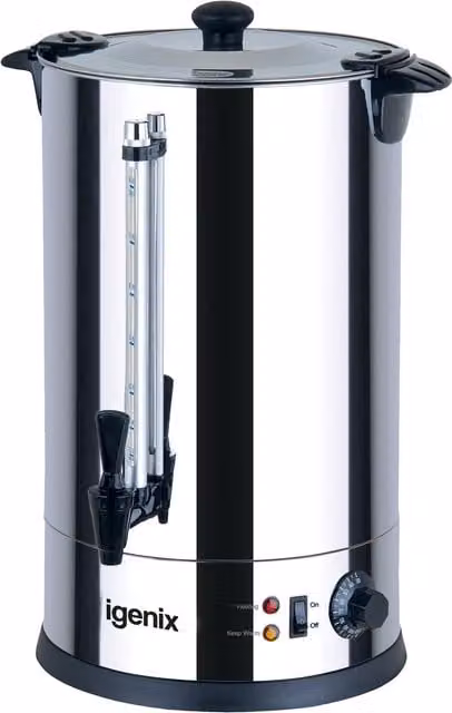 Igenix 30L Stainless Steel Catering Urn with Keep Warm Function in Silver