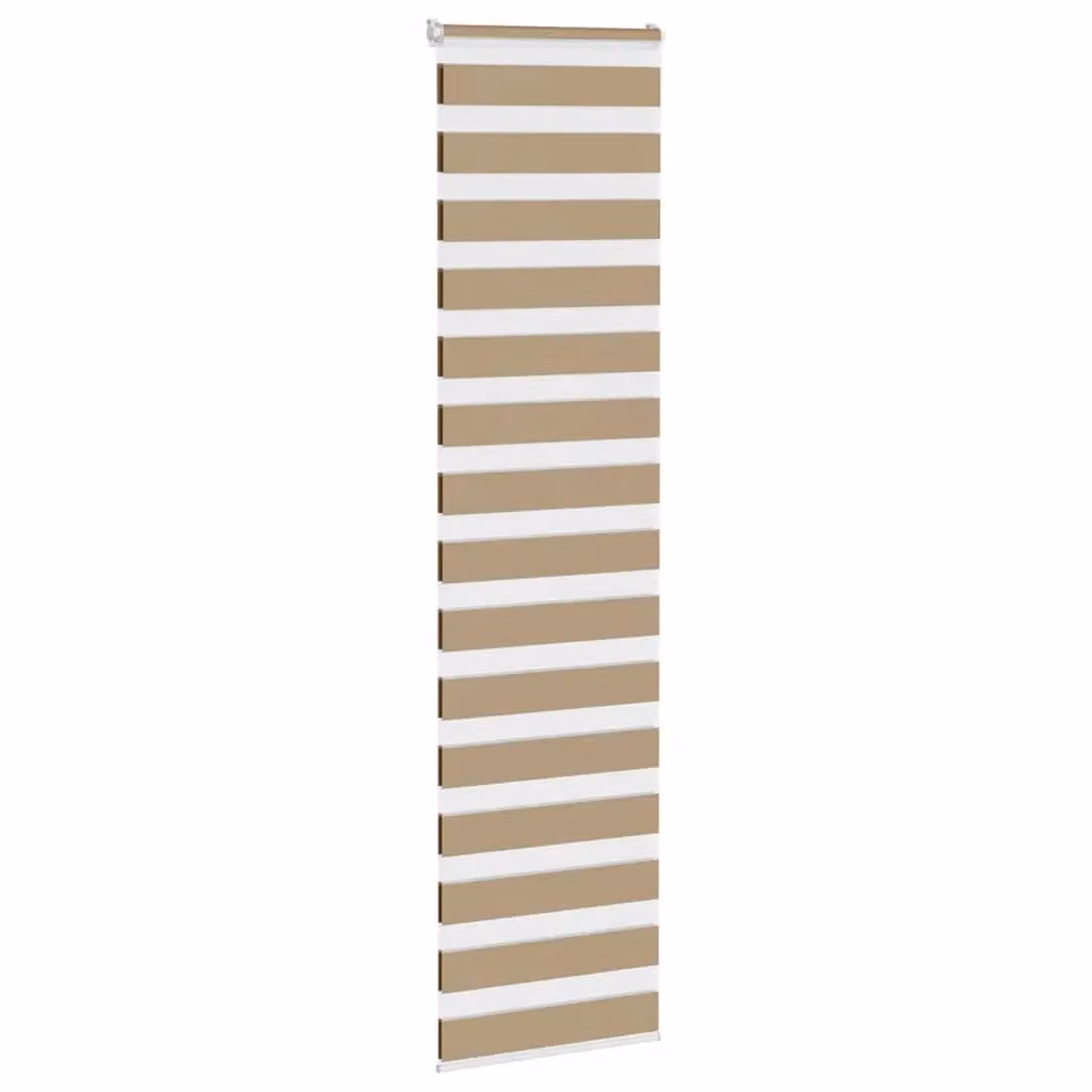 Berkfield Home Zebra Blind in Sand Brown, W: 55 cm, H: 230 cm, Polyester Fabric – 2
