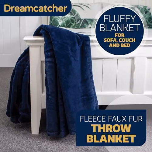 Dreamcatcher Faux Fur Throw Blanket, Blue, W/D: 160 x 130 cm – 3