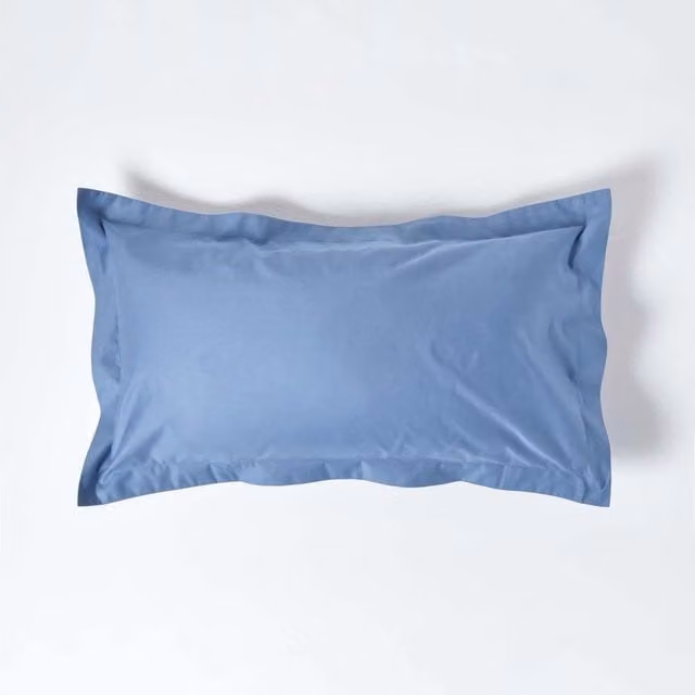 Homescapes 1000 Thread Count Egyptian Combed Cotton Percale Oxford Kingsize Pillowcase in Blue