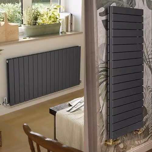 Terma Steel Double Panel Wall Mounted Radiator in Anthracite Grey, H 60.0 cm x W 125.4 cm – 1