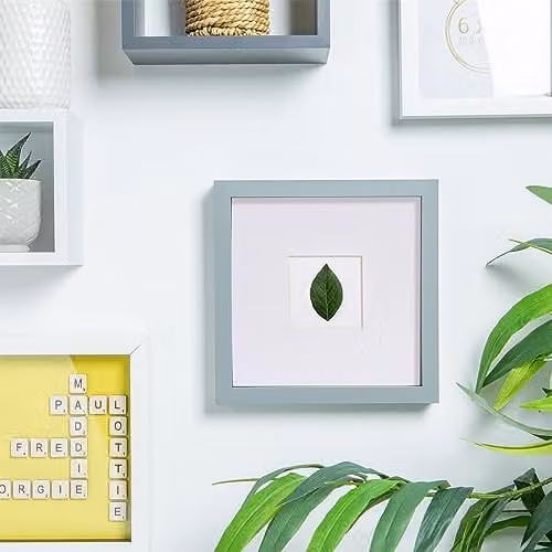 Nicola Spring Pack of 2 Grey Square Acrylic Shadow Box Photo Frames with White Mounts for Wall Display – 2