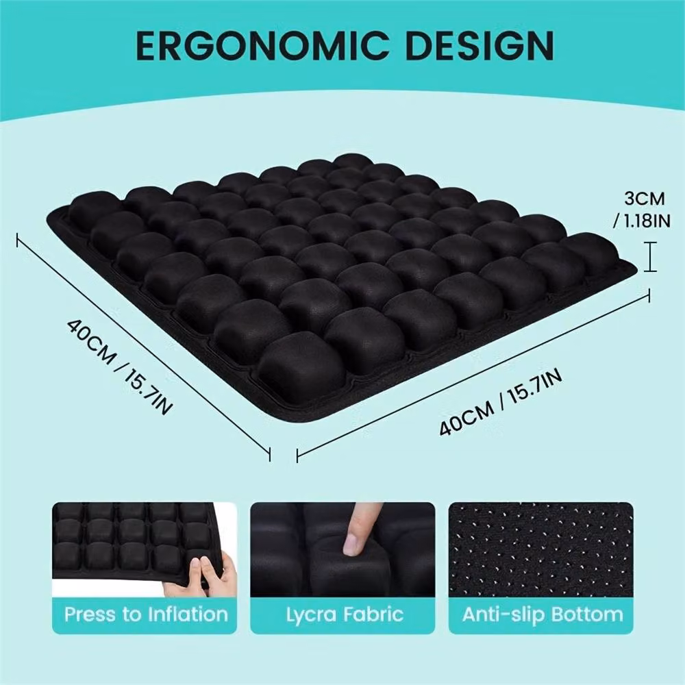 Nordara Inflatable Travel Seat Cushion, Black Ergonomic Non-Slip 3D Pressure Relief Pad – 2