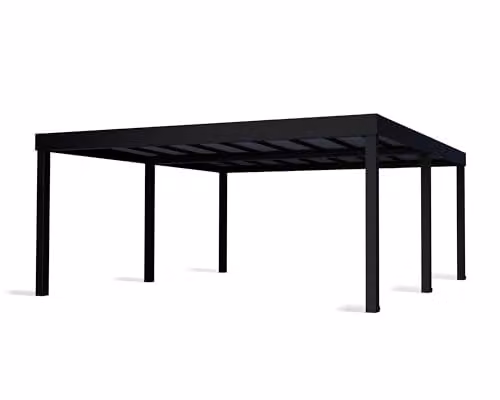 Palram Oslo Modern Carport with Black Structure and Grey Polycarbonate Panels