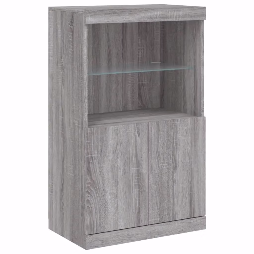 Berkfield Home Set of 3 Modern Grey Sonoma Sideboards with Integrated LED Lighting and MDF Construction – 4