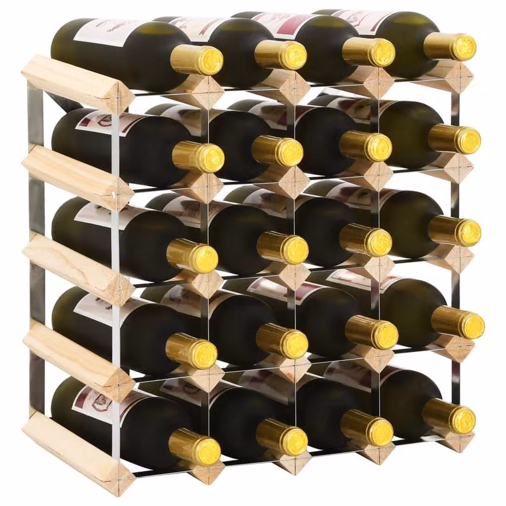 Berkfield Home Modern Wall Mounted Wine Rack for 20 Bottles, Solid Pinewood, Beige, W/D/H: 41.5 x 22.5 x 22.5 cm – 2