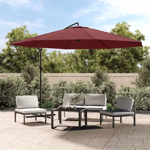 Berkfield Home Cantilever Garden Umbrella with Aluminium Pole, Bordeaux Red, 350 cm – 1