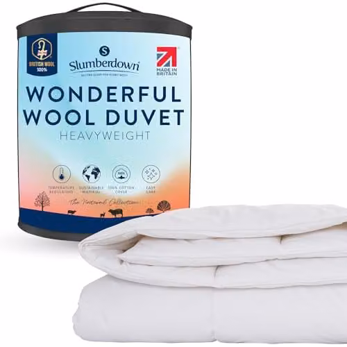 Slumberdown British Wool Single Duvet, 13 Tog, White, W: 135 cm, L: 200 cm – 1