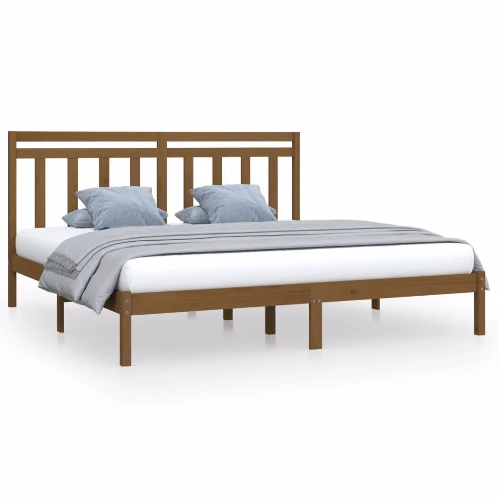 Berkfield Home Solid Wood Pine Bed Frame in Brown, 200 x 200 cm – 2