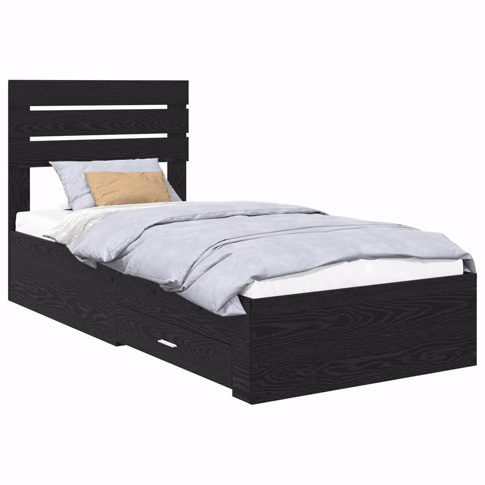 Berkfield Home Modern Bed Frame with Headboard and Drawers in Black Engineered Wood – 2
