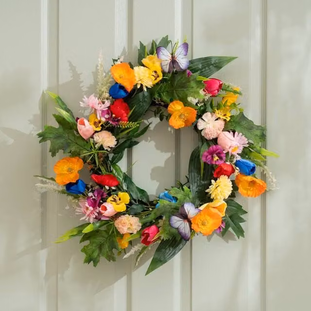 Scottish Everlastings Ltd Multicolour Bright Floral Hanging Wreath, Diameter: 45 cm