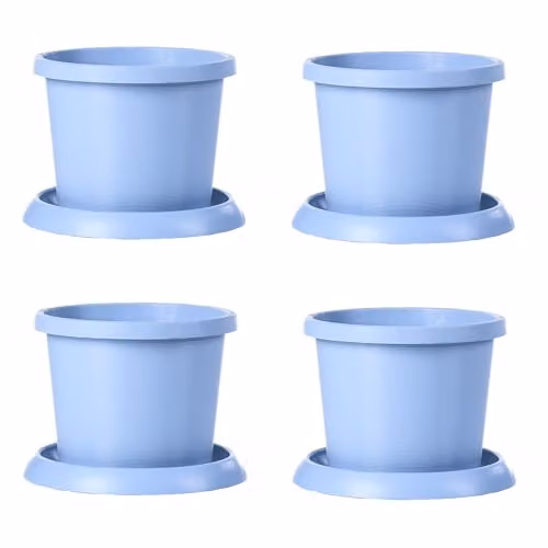 Garden Gear Mayan Blue Flowerpot with Saucer, Weatherproof Recycled Plastic, Diameter: 42 cm