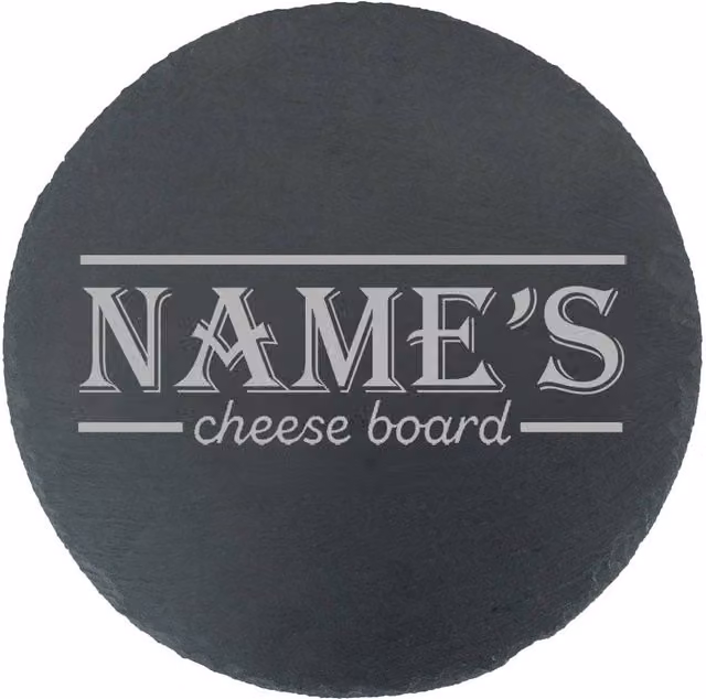 Uniqueful Personalised Name Border Design Round Black Slate Cheeseboard