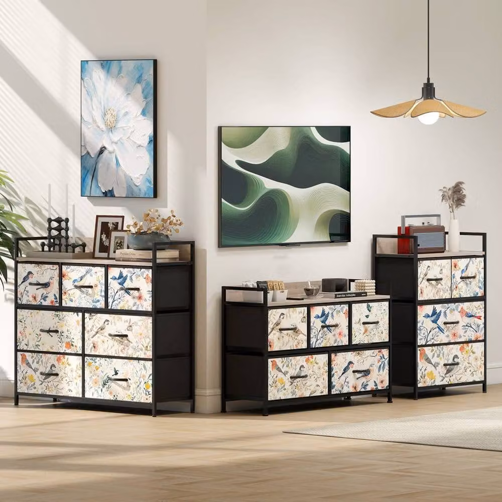 Wyld Haus Tonona 5 Drawer White Fabric Chest – 9