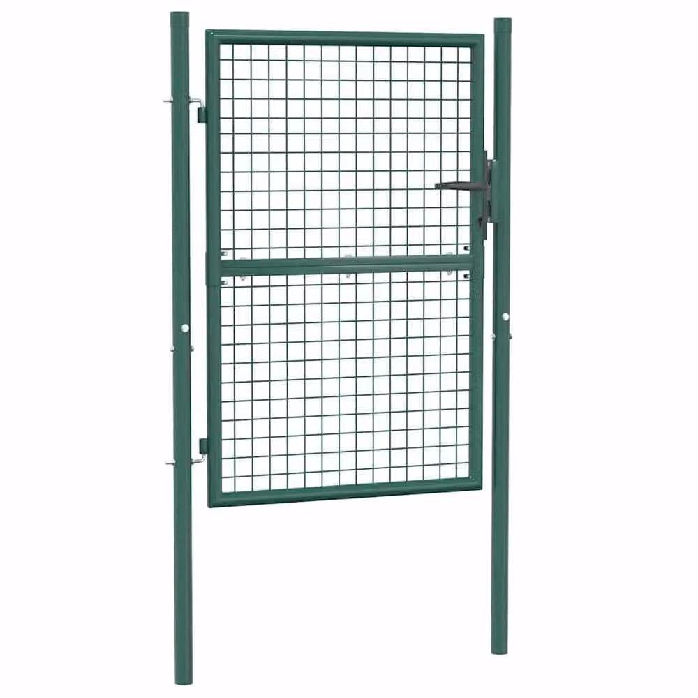 Berkfield Home Durable Steel Swing Fence Gate, Green, W: 100 cm, H: 125 cm – 2