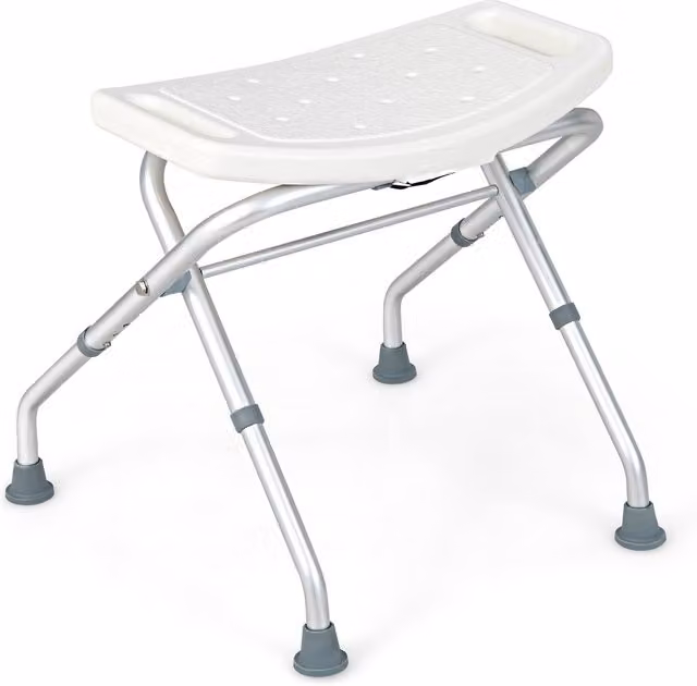 Costway Height Adjustable Shower Seat Bath Chair in White