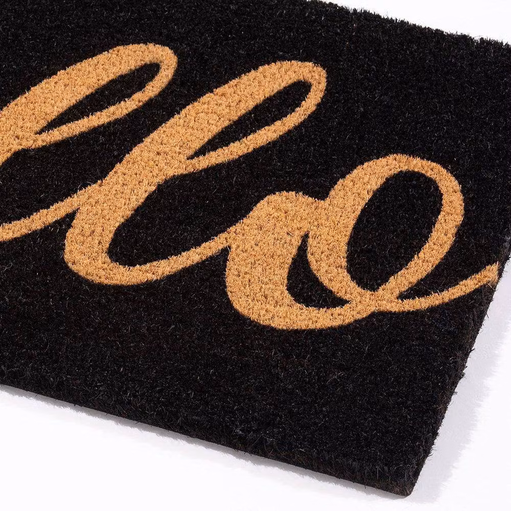 Esselle Astley Hello Printed Coir Doormat with PVC Backing, Black, W: 60 cm, D: 40 cm – 4