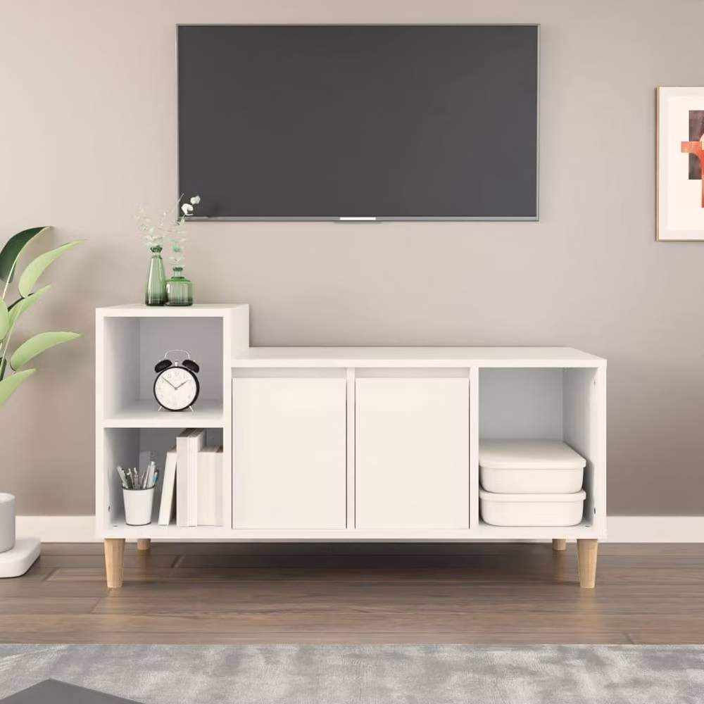 Berkfield Home White TV Cabinet in Engineered Wood, W/D/H: 100 x 35 x 55 cm – 2