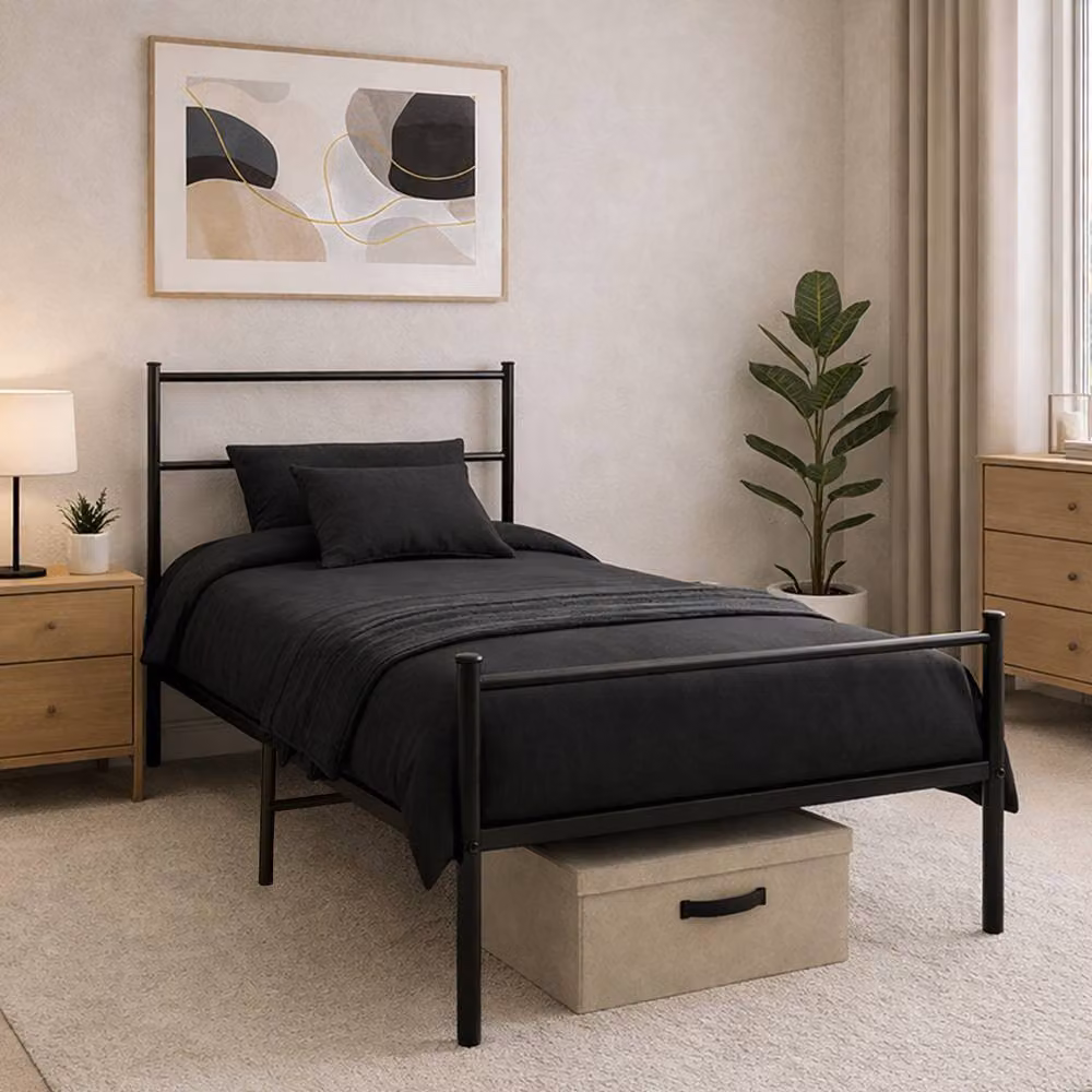 House of Home Single Metal Bed Frame in Black, W/D/H: 90 x 190 cm – 5