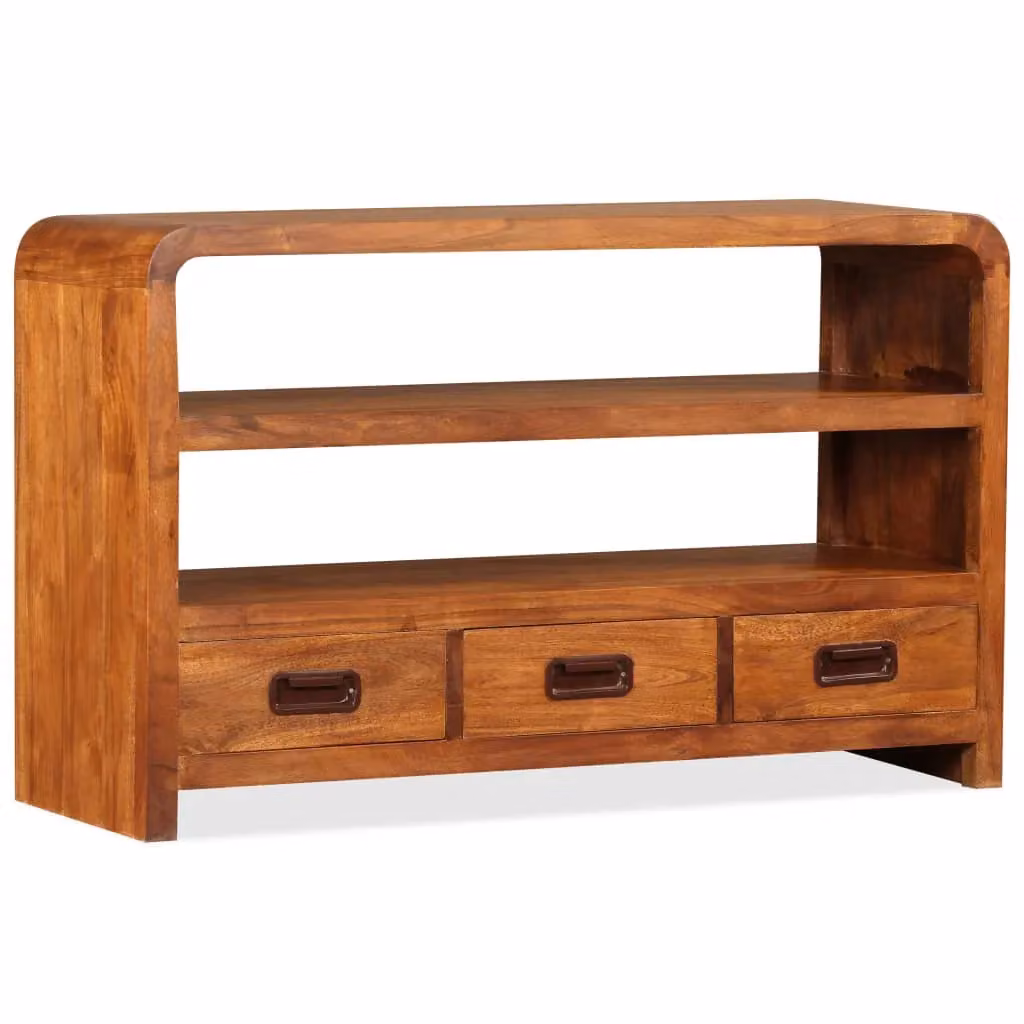 Berkfield Home Acacia Solid Wood TV Cabinet in Brown, W/D/H: 90 x 30 x 55 cm – 2