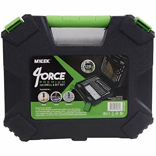 MYLEK 128 Piece HSS Drill Bit and Screwdriver Accessory Set with Carry Case – 5