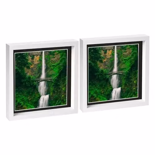 Nicola Spring Pack of 2 Square 3D Box Photo Frames in Black and White – 1