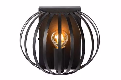 Lucide Manuela Modern Dimmable Metal Wall Light, Black, E14