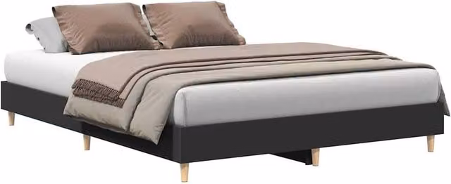 Berkfield Home King Size Bed Frame in Black, Engineered Wood, W/D/H: 150 x 200 cm – 1
