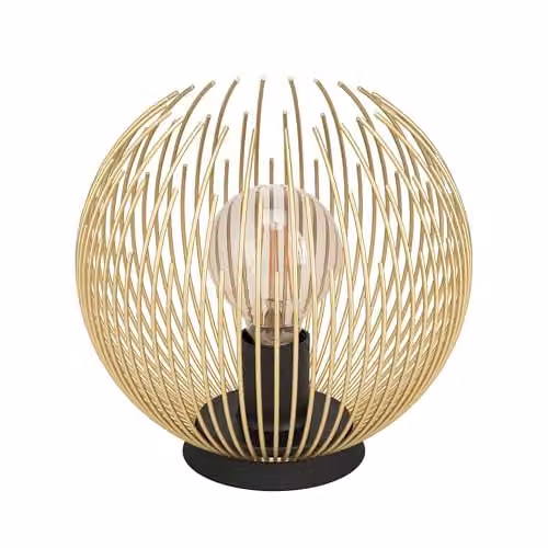 Eglo Venezuela Metal Table Lamp in Black and Gold/Brass, H 40.0 cm x W 23.5 cm x D 22.5 cm – 1