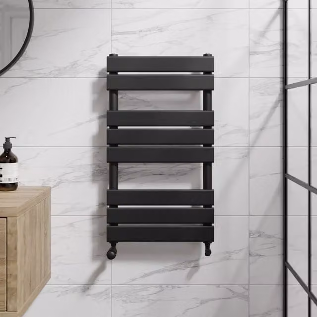 Temprazo Black Steel Wall Mounted Heated Towel Rail