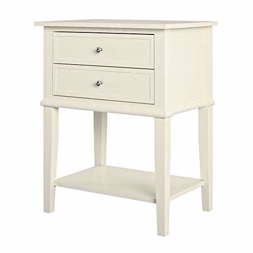 DHP Franklin Accent Table with 2 Drawers, White, W/D/H: 39.69 x 15.1 x 55.88 cm – 1