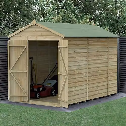 Forest Garden Apex Wooden Shiplap Shed with Double Doors, Brown, W: 304.8 cm, D: 224.47 cm, H: 198.8 cm – 2