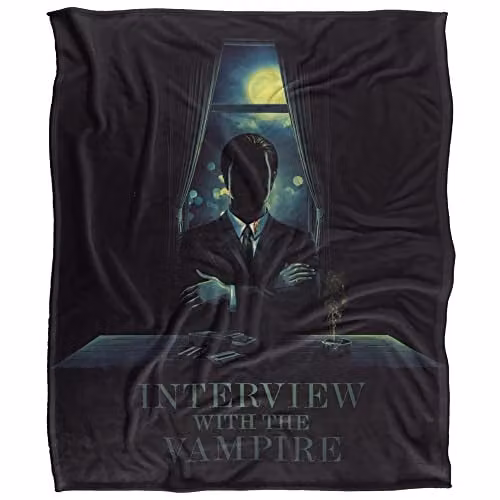 WB 100 Interview With The Vampire Silhouette Silky Touch Super Soft Throw Blanket, White, W: 152 cm, D: 127 cm