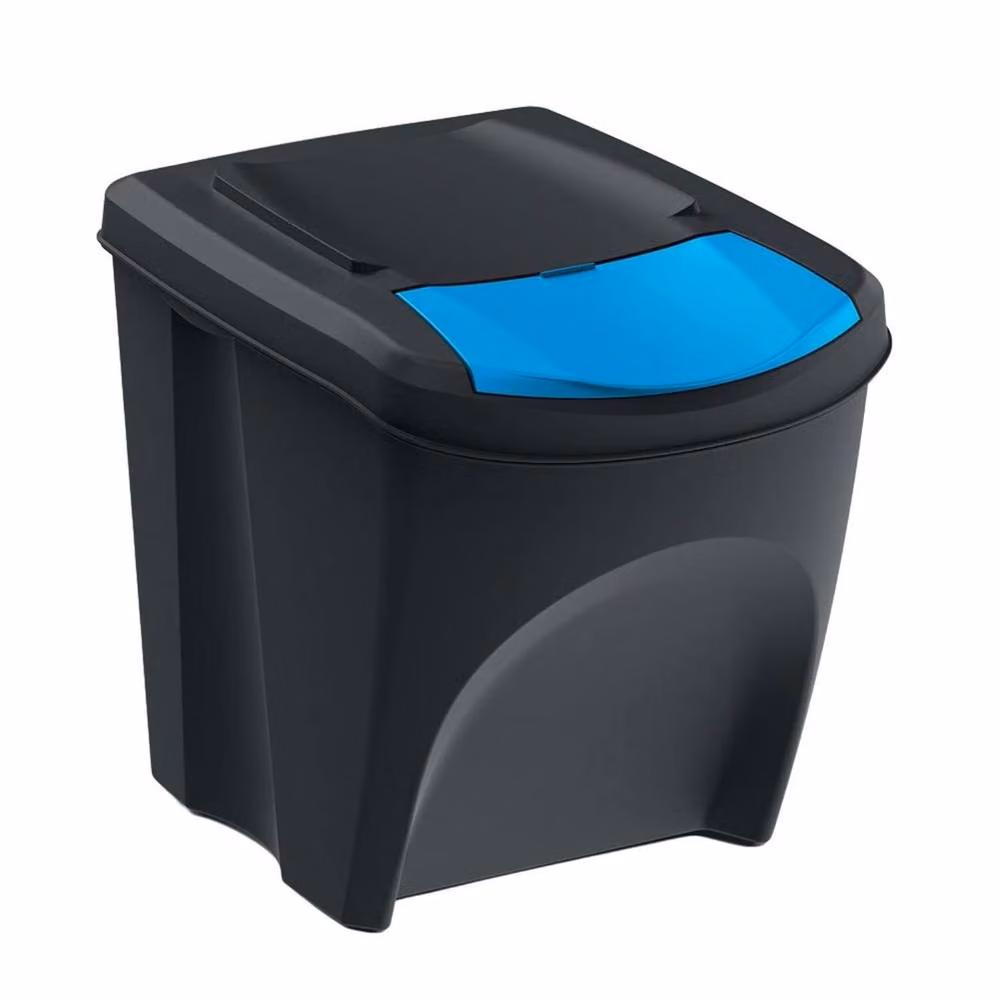 FLAVORA Stackable Lidded Sorting Bins, 4 x 25L, Multicolour and Black Plastic – 2