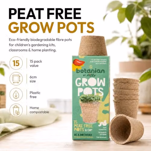 Jiffy Botanian Peat Free Fibre Growing Pots, 15 Pack, Brown – 2