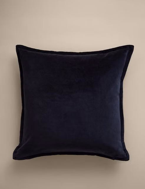 M&S Blue Pure Cotton Velvet Square Cushion Cover