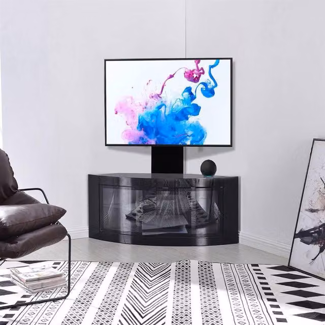 Centurion Supports PANGEA Tru-Corner Flat Screen 32-55 inch TV Cabinet with Mounting Arm in Black