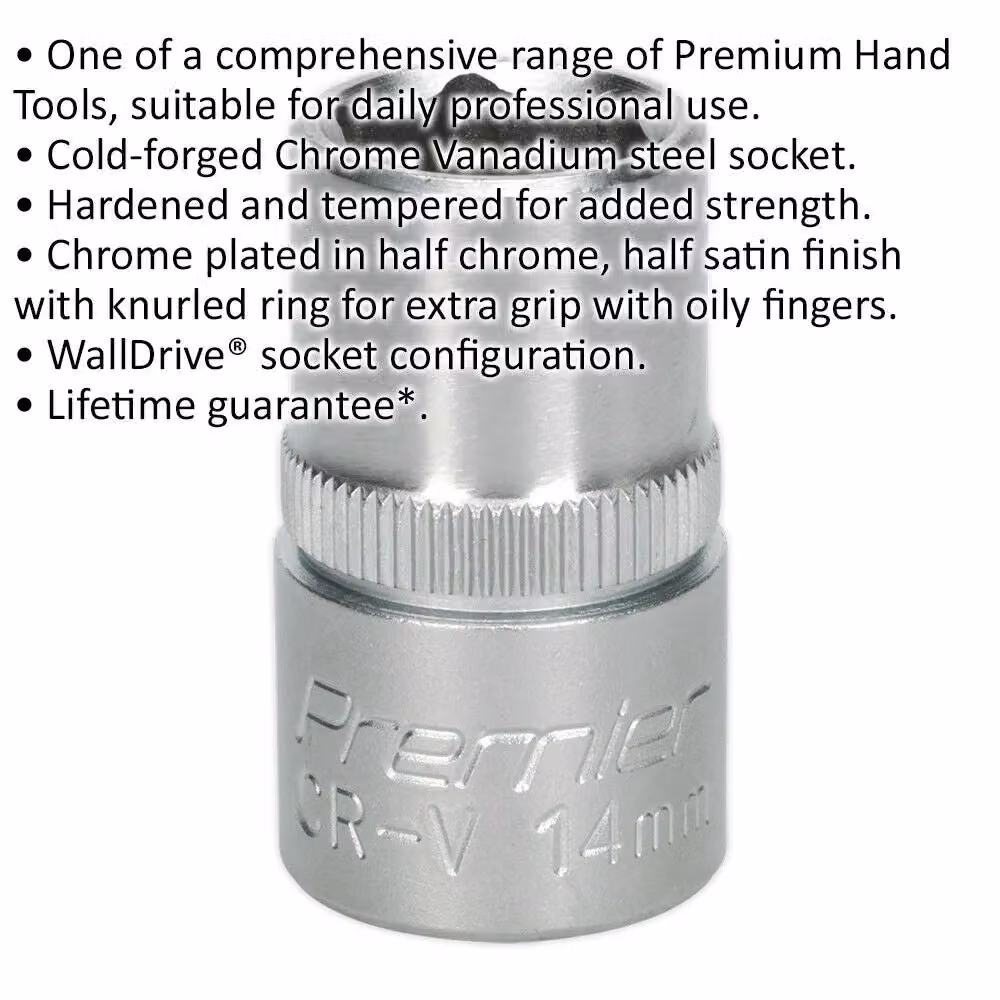 Loops 14mm Steel Drive Socket 1/2 inch Square Drive Chrome Vanadium Wrench Socket in Silver – 2
