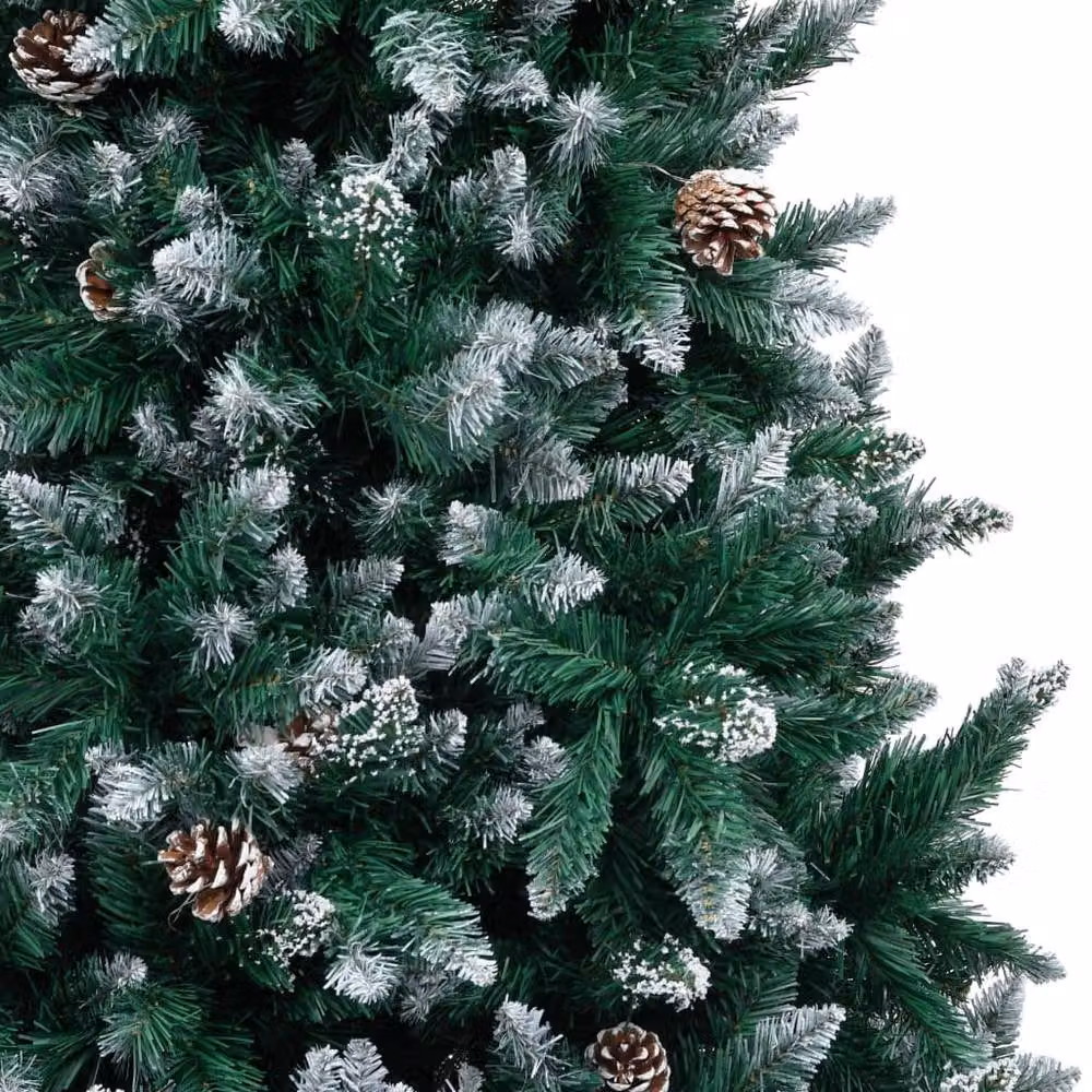 Berkfield Home Beautiful Artificial Christmas Tree with Pine Cones and White Snow in Green, H 240 cm x W 130 cm x D 130 cm – 3