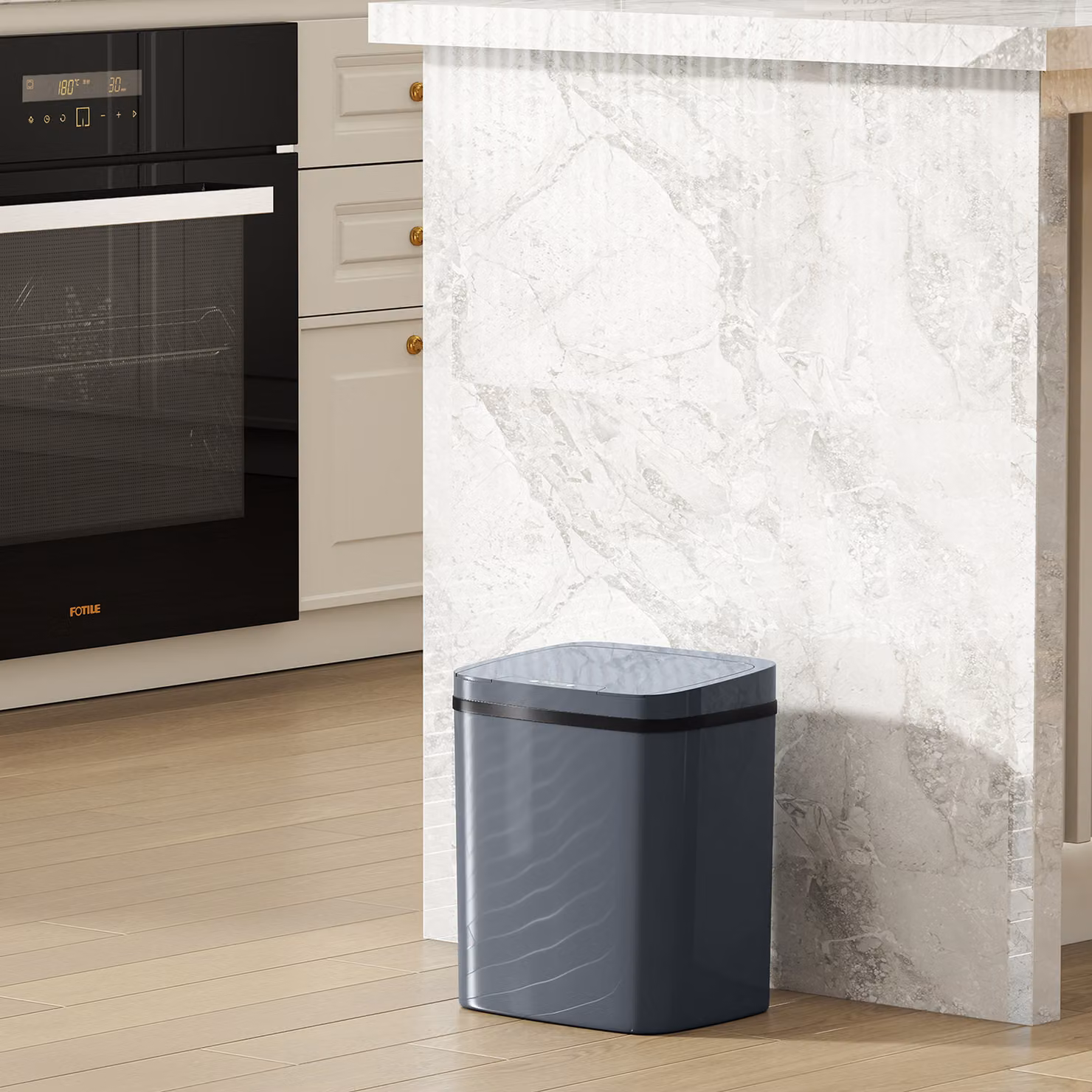 HOMCOM 15L Automatic Sensor Bin, Touchless Kitchen Bin in Grey – 7