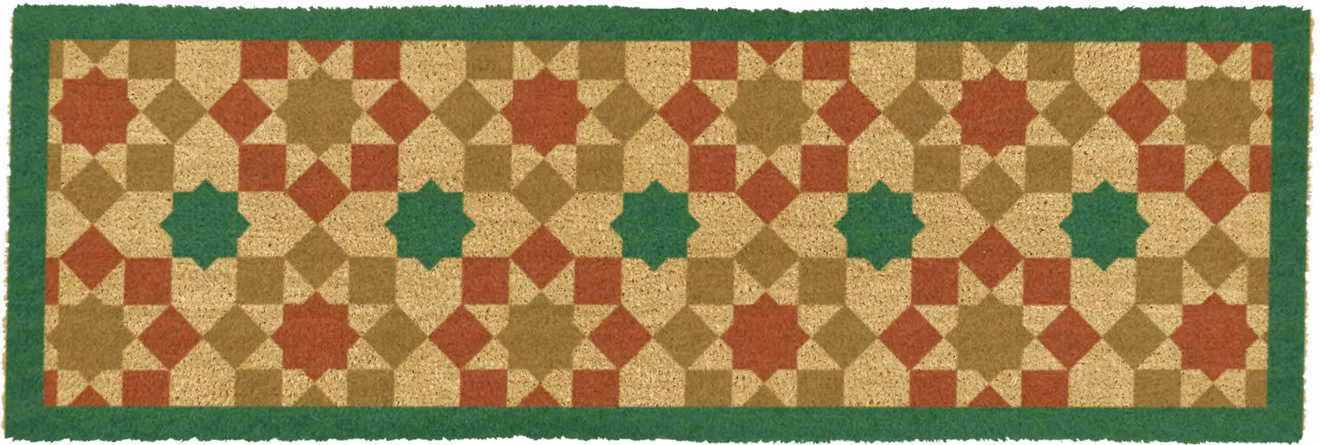 Artsy Mats Green Moroccan Tile Pattern Coir Doormat in Brown, W/D: 120 x 40 cm – 4